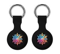 LGBT Snowflake Gay Proud Xmas Rainbow Keychain Holder Case Compatible with AirTag Waterproof Silicone Shell Protective Case 2PCS