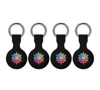 LGBT Snowflake Gay Proud Xmas Rainbow Keychain Holder Case Compatible with AirTag Waterproof Silicone Shell Protective Case 4PCS