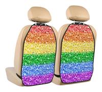 Lgbt Sparkle Glitter Pride Flag,2 Pack Car Seat Kick Mats Back Seat Protector Durable Back Seat Organiser