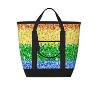 Lgbt Sparkle Glitter Pride Flag,Lunch Bags Large Capacity Insulated Tote Bag For Women Men Work Picnic Travel