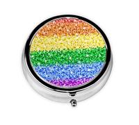 LGBT Sparkle Glitter Pride FlagMeta Pill Box 3 Compartment Medicine Case,Portable Organizer
