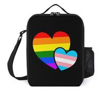 LGBT Transgender Double Love Hearts Insulated Lunch Bag for Men Women Reusable Soft Lunchbox Portable Tote Bags for Office Work Picnic
