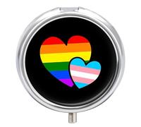LGBT Transgender Double Love Hearts Mini Pill Box Portable Vitamins Organizer 3 Compartment Pills Case for Pocket Purse