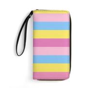 LGBT Transgender Pride Flag Wristlet Wallets for Men Women Leather Long Wallet Credit Card Clutch with Cord
