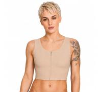 LGBT UNICORNS Zipper Seamless Chest Binder for FTM, Invisible Binder, Nude, S