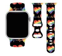 LGBT Watch Band Compatible with Apple Watch, Iwatch Bands Wristbands Soft Silicone Strap Adjustable Replacement for Series 8/7/6/5/4/3/2/1/SE for Women Girls, Black Love, 38mm/40mm/41mm, Modern