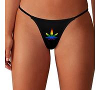 LGBT Weed Gay Pride Thongs for Women G String Underwear T-Back Stretch Bikini Panties