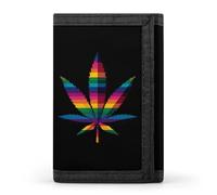 LGBT Weed Gay Printed Trifold Wallet Portable Slim Purse Wallet Card Holder with Zip for Men Women