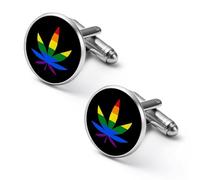 LGBT Weed Gay Proud Mens Classic Cufflinks Custom Shirt Cuff Links Jewelry Accessories for Business Wedding 0.7" 0.8"