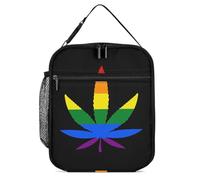 LGBT Weed Gay Proud Printed Insulated Lunch Box Portable Lunch Bag with Detachable Handle for Travel Work Picnic