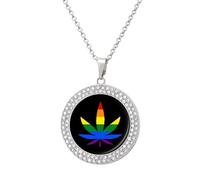 LGBT Weed Gay Proud Women's Custom Pendant Necklace Round Diamond Necklaces Jewelry Gifts for Men Birthday