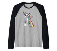 LGBT You Need to Calm Down Colours of Tolerance Raglan Baseball Tee