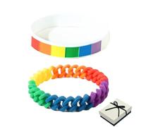 LGBTQ Accessories Gay Pride Bracelet 2Pcs with Gift Box, Transgender Stuff Gay Lesbian Bisexual Trans Gifts for Couple Men Women Teen Valentine's Day 17