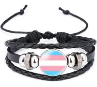 LGBTQ Accessories Trans Pride Bracelet with Gift Box, Transgender Stuff Bisexual Gay Lesbian Gifts for Couple Men Women Teen Valentine's Day Clever Multicoloured