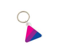 LGBTQ+ Acrylic Pride Keyring, Triangular Flag Design, 4 cm, Stainless Steel Loop by The Pride Shop (Bisexual)