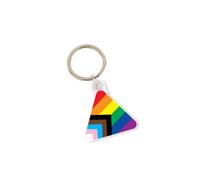 LGBTQ+ Acrylic Pride Keyring, Triangular Flag Design, 4 cm, Stainless Steel Loop by The Pride Shop (Progress Pride)