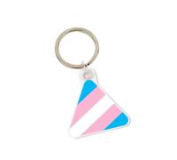 LGBTQ+ Acrylic Pride Keyring, Triangular Flag Design, 4 cm, Stainless Steel Loop by The Pride Shop (Transgender)