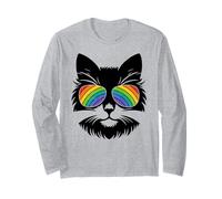 LGBTQ+ Ally cat Rainbow Sunglasses Funny Gender Diversity Long Sleeve T-Shirt