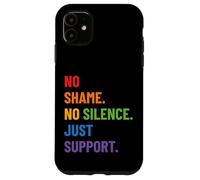 LGBTQ Ally Pride Design - No Shame No Silence Just Support Case for iPhone 11