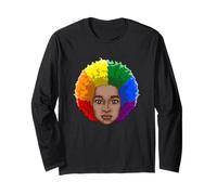 LGBTQ Black American Gay Afro Rainbow Power Long Sleeve T-Shirt