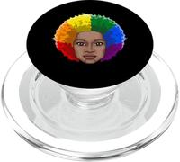 LGBTQ Black American Gay Afro Rainbow Power PopSockets PopGrip for MagSafe