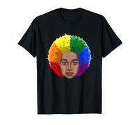 LGBTQ Black American Gay Afro Rainbow Power T-Shirt