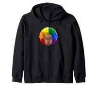 LGBTQ Black American Gay Afro Rainbow Power Zip Hoodie