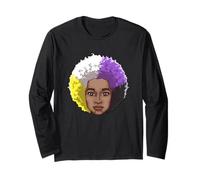 LGBTQ Black American Nonbinary Afro Rainbow Power Long Sleeve T-Shirt