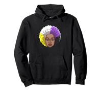 LGBTQ Black American nonbinary Afro Rainbow Power Pullover Hoodie