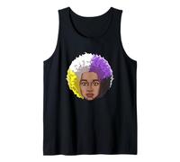 LGBTQ Black American Nonbinary Afro Rainbow Power Tank Top