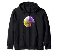 LGBTQ Black American nonbinary Afro Rainbow Power Zip Hoodie