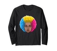 LGBTQ Black American Pansexual Afro Rainbow Power Long Sleeve T-Shirt
