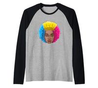 LGBTQ Black American Pansexual Afro Rainbow Power Raglan Baseball Tee