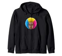 LGBTQ Black American pansexual Afro Rainbow Power Zip Hoodie