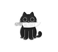 LGBTQ Black Cat Brooches They/Them He/They She/They Gender Identity Pins Pride Parade Jewelry for Backpack Hat, Metal, no gemstone