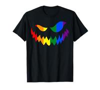LGBTQ Gay Les Pride Jack O Lantern Pumpkin Face Halloween T-Shirt