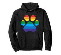 LGBTQ Gay Pride Rainbow Dog Paw Print Dog Lover Pullover Hoodie