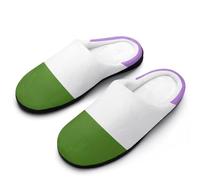 LGBTQ Genderqueer Proud Flag Mens Winter Warm Slippers Rubber Sole Comfortable Cotton House Shoes For Daily Wear 7-8(40-41)