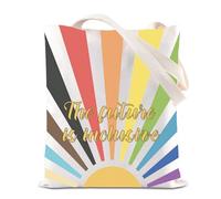 LGBTQ Gift The Future is Inclusive Tote Bag Rainbow Pride Handbag Progress Pride Shoulder Bag Trans Rights Handbag (IS INCLUSIVE UK)