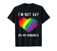 LGBTQ Heart Flag Gay Pride I'm Not Gay But My Husband Is T-Shirt