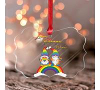 LGBTQ Love Always Wins Ornament Keepsake LGBT Scandinavian Festival Party Stained Glass Window Hangings Keepsake Wall Art Decor for Home Coffee Bar Housewarming Gift Rustic Clear Round Pendant Gift