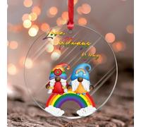 LGBTQ Love Always Wins Wall Art Acrylic Panel Swedish Gnome LGBT Month Parade Round Ornament Keepsake LGBT Scandinavian Festival Party Acrylic Christmas Bauble Birthday Gifts for Women Sister