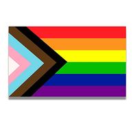 LGBTQ Magnet, Progress Pride Rainbow Flag Car Magnetic Decal, 3x5 Inch