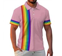 LGBTQ Men's Polos Gay T Shirt Pride Holidays Rainbow Theme Pride Day Awareness Outfits LGBT Short Sleeve Mens Polo Rainbow Print Shirt Leisure Gay Tops Clothes Summer Casual Tee Top