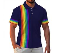 LGBTQ Men's Polos Gay T Shirt Pride Holidays Rainbow Theme Pride Day Awareness Outfits LGBT Short Sleeve Mens Polo Rainbow Print Shirt Leisure Gay Tops Clothes Summer Casual Tee Top