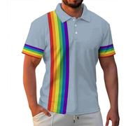 LGBTQ Men's Polos Gay T Shirt Pride Holidays Rainbow Theme Pride Day Awareness Outfits LGBT Short Sleeve Mens Polo Rainbow Print Shirt Leisure Gay Tops Clothes Summer Casual Tee Top