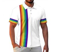 LGBTQ Men's Polos Gay T Shirt Pride Holidays Rainbow Theme Pride Day Awareness Outfits LGBT Short Sleeve Mens Polo Rainbow Print Shirt Leisure Gay Tops Clothes Casual Summer Tee Top