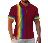 LGBTQ Men's Polos Gay T Shirt Pride Holidays Rainbow Theme Pride Day Awareness Outfits LGBT Short Sleeve Mens Polo Rainbow Print Shirt Leisure Gay Tops Clothes Casual Summer Tee Top