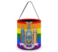 LGBTQ New York State Flag Large Easter Basket Candy Bags Canva Tote Bag Portable Hallowee Bucket