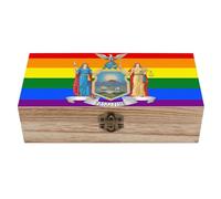 LGBTQ New York State Flag Storage Boxes with Lids Keepsake Treasure Jewellery Box